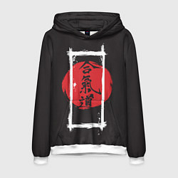 Толстовка-худи мужская Айкидо, цвет: 3D-белый
