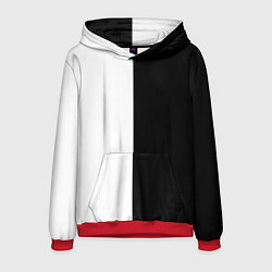 Толстовка-худи мужская ПРОСТО ЧЁРНО-БЕЛЫЙ, цвет: 3D-красный