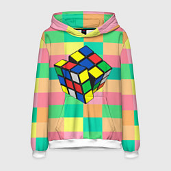 Толстовка-худи мужская Кубик Рубика, цвет: 3D-белый