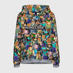 Толстовка-худи мужская MINECRAFT ПЕРСОНАЖИ, цвет: 3D-меланж