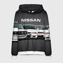 Толстовка-худи мужская NISSAN, цвет: 3D-белый