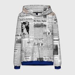 Толстовка-худи мужская Газета Newspaper, цвет: 3D-синий