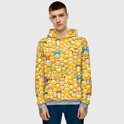 Толстовка-худи мужская Смайлики Emoji, цвет: 3D-меланж — фото 2