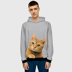 Толстовка-худи мужская Рыжий котик, цвет: 3D-черный — фото 2