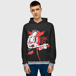 Толстовка-худи мужская Punk-rock, цвет: 3D-меланж — фото 2
