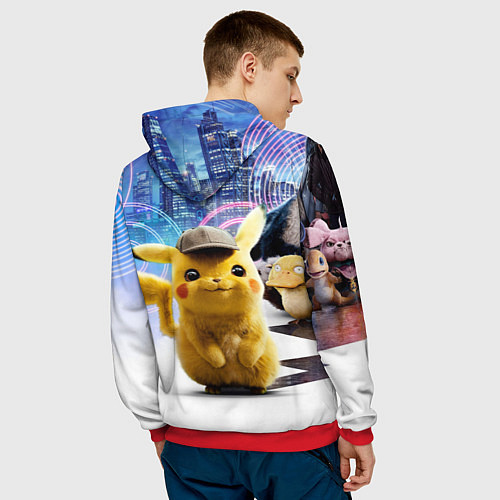 Мужская толстовка Детектив Пикачу / 3D-Красный – фото 4