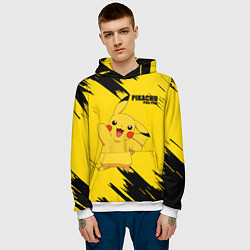 Толстовка-худи мужская PIKACHU: PIKA PIKA, цвет: 3D-белый — фото 2
