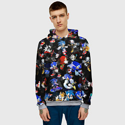 Толстовка-худи мужская Sonic паттерн, цвет: 3D-меланж — фото 2