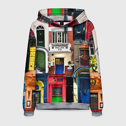 Толстовка-худи мужская London doors цифровой коллаж, цвет: 3D-меланж