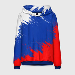 Толстовка-худи мужская РОССИЯ ТРИКОЛОР, цвет: 3D-синий