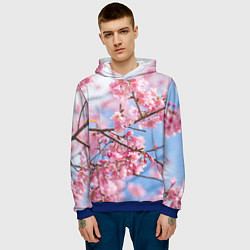 Толстовка-худи мужская Ветки Сакуры, цвет: 3D-синий — фото 2