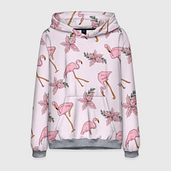 Толстовка-худи мужская Розовый фламинго, цвет: 3D-меланж