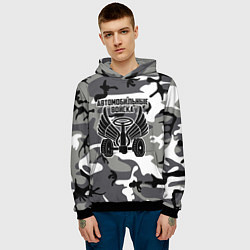 Толстовка-худи мужская Автомобильные войска камуфляж, цвет: 3D-черный — фото 2
