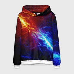 Толстовка-худи мужская ОГОНЬ ГЛИТЧ, цвет: 3D-белый