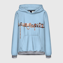 Толстовка-худи мужская Совы на ветке, цвет: 3D-меланж