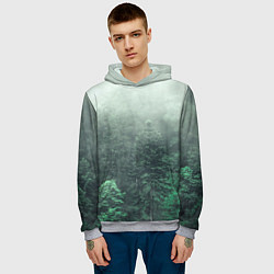 Толстовка-худи мужская Туманный лес, цвет: 3D-меланж — фото 2