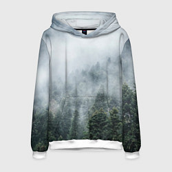 Толстовка-худи мужская Туманный лес, цвет: 3D-белый