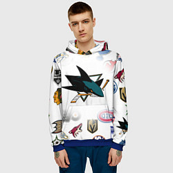 Толстовка-худи мужская San Jose Sharks NHL teams pattern, цвет: 3D-синий — фото 2