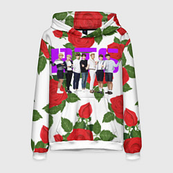 Толстовка-худи мужская BTS Roses White, цвет: 3D-белый