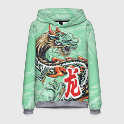 Толстовка-худи мужская Изумрудный дракон, цвет: 3D-меланж