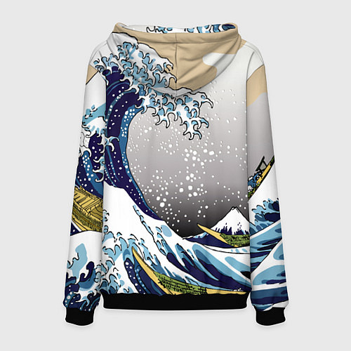 Мужская толстовка The great wave off kanagawa / 3D-Черный – фото 2