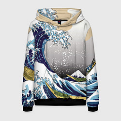 Толстовка-худи мужская The great wave off kanagawa, цвет: 3D-черный