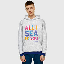 Толстовка-худи мужская ALL I SEA IS YOU, цвет: 3D-синий — фото 2