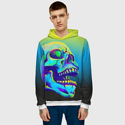 Толстовка-худи мужская Neon skull, цвет: 3D-белый — фото 2