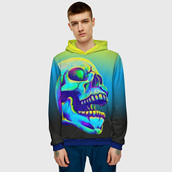 Толстовка-худи мужская Neon skull, цвет: 3D-синий — фото 2