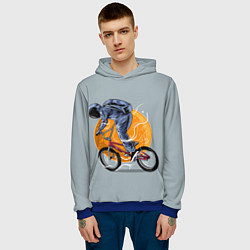 Толстовка-худи мужская Космический велосипедист Z, цвет: 3D-синий — фото 2