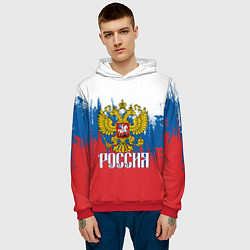Толстовка-худи мужская РОССИЯ ТРИКОЛОР, цвет: 3D-красный — фото 2