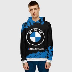 Толстовка-худи мужская BMW БМВ, цвет: 3D-белый — фото 2
