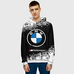 Толстовка-худи мужская BMW БМВ, цвет: 3D-белый — фото 2