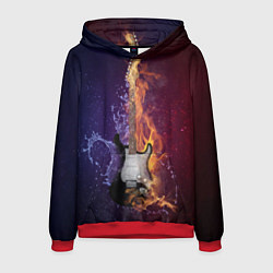 Толстовка-худи мужская Гитара огня, цвет: 3D-красный