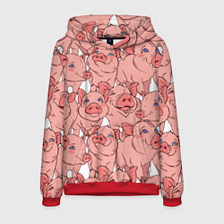 Толстовка-худи мужская Свиньи, цвет: 3D-красный