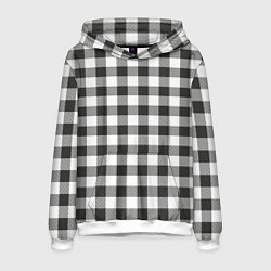 Толстовка-худи мужская Черно-белая клетка, цвет: 3D-белый