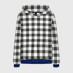 Толстовка-худи мужская Черно-белая клетка, цвет: 3D-синий