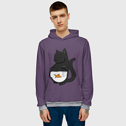 Толстовка-худи мужская Довольный кот, цвет: 3D-меланж — фото 2