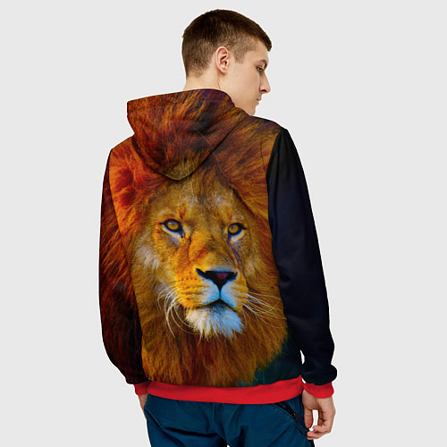 Мужская толстовка Лев 3D / 3D-Красный – фото 4