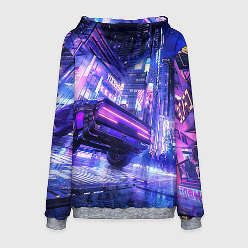 Мужская толстовка Cyberpunk city / 3D-Меланж – фото 2