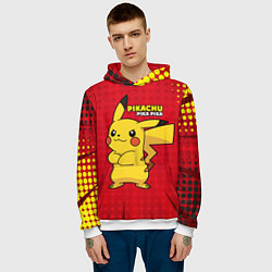 Толстовка-худи мужская Pikachu Pika Pika, цвет: 3D-белый — фото 2