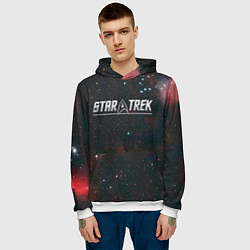 Толстовка-худи мужская Startrek iron logo and space, цвет: 3D-белый — фото 2