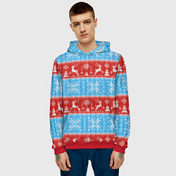 Толстовка-худи мужская СВИТЕР С ОЛЕНЯМИ, цвет: 3D-красный — фото 2
