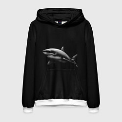 Толстовка-худи мужская Акула, цвет: 3D-белый