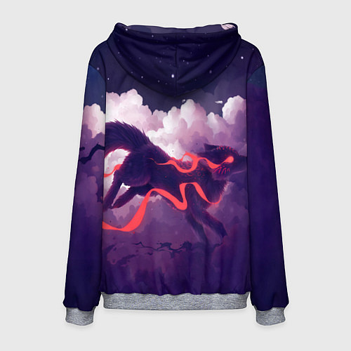 Мужская толстовка Лиса бежит по облакам / 3D-Меланж – фото 2