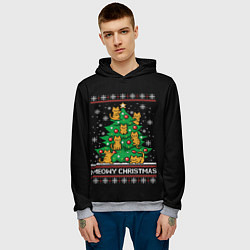 Толстовка-худи мужская Meowy christmas, цвет: 3D-меланж — фото 2