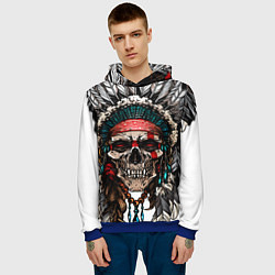 Толстовка-худи мужская Череп индейца, цвет: 3D-синий — фото 2