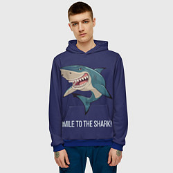 Толстовка-худи мужская Улыбнись акуле, цвет: 3D-синий — фото 2