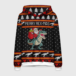 Толстовка-худи мужская Merry Rex-mas, цвет: 3D-белый