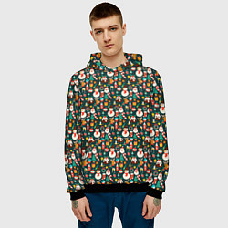 Толстовка-худи мужская Новый Год, цвет: 3D-черный — фото 2